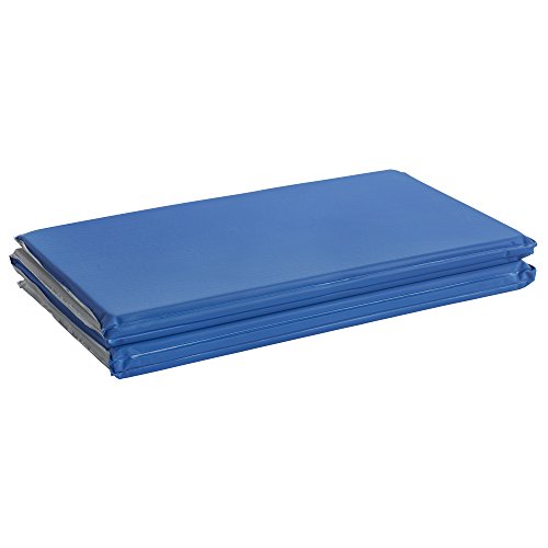 ECR4Kids Everyday Folding Rest Mat, 4-Section, 5/8in, Classroom Furniture, Blue/Grey, 5-Pack