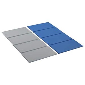 ECR4Kids Everyday Folding Rest Mat, 4-Section, 5/8in, Classroom Furniture, Blue/Grey, 5-Pack