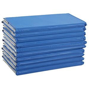 ECR4Kids Everyday Folding Rest Mat, 4-Section, 5/8in, Classroom Furniture, Blue/Grey, 5-Pack