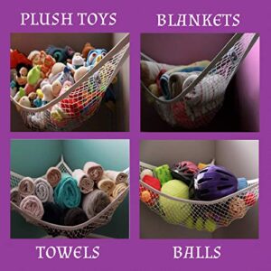 MiniOwls Storage Hammock Stuffed Toys Organizer - Fits 30-40 Plush Animals. Great Gift for Boys and Girls. Instead of Bins and Toy Chest – Displays Teddies Easily. (Purple, X-Large)