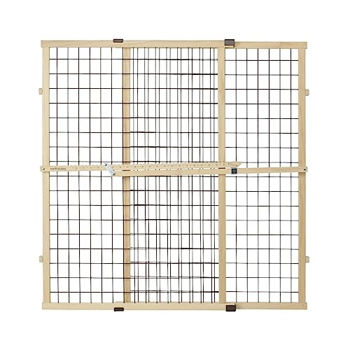 MYPET North States 48" Wide Wire Mesh Gate: Made in USA, Simply Expand and Lock in Place. Pressure Mount. Fits 29.5"- 48" Wide (37" Tall, Sustainable Hardwood)