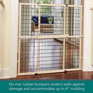 MYPET North States 48" Wide Wire Mesh Gate: Made in USA, Simply Expand and Lock in Place. Pressure Mount. Fits 29.5"- 48" Wide (37" Tall, Sustainable Hardwood)