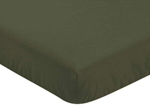 sweet jojo designs solid dark green baby or toddler fitted crib sheet for woodland camo collection