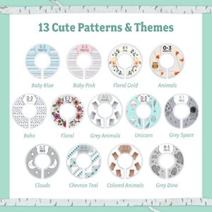 Baby Nest Designs Closet Dividers for Baby Clothes [Unisex Boho] - 7X Baby Clothing Size Age Dividers from Newborn Infant to 24 Months - Boho Baby Clothes Dividers and Nursery Closet Organizer