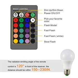 Droiee Dimmable E26 LED Light Bulb, RGB Bulb 6W with 16 Color Changing Modes for Christmas, Party etc with Remote Control