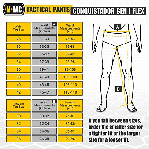 M-Tac Conquistador Flex Tactical Pants - Military Men's Cargo Pants with Pockets (Army Olive, W32 / L32)