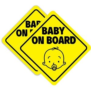 babypop! baby on board sticker for cars (magnetic) - baby on board magnet for car, baby on board sign - reflective safety 2 pack