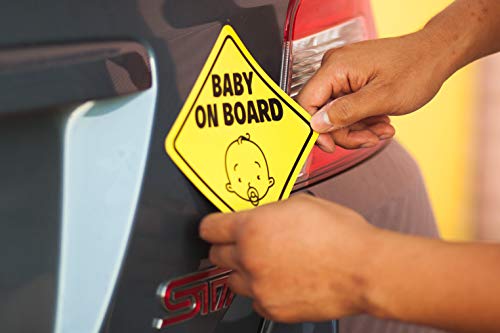 Babypop! Baby on Board Sticker for Cars (Magnetic) - Baby on Board Magnet for Car, Baby on Board Sign - Reflective Safety 2 Pack