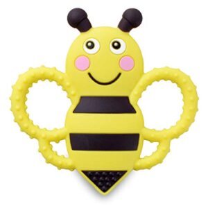 sweetbee buzzy bee teether toy, multi-textured, soft & soothing, easy to hold (bpa free, freezer & dishwasher safe)