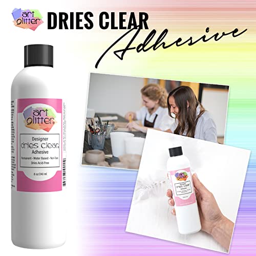 Art Institute Precision Craft Glue - Art Glitter Glue for Crafts - 8fl oz - Precision Glue Tip - Metal Tip - 3 Refillable Bottles - Flexible and Crack Resistant - Strong Hold Adhesive - Made in USA
