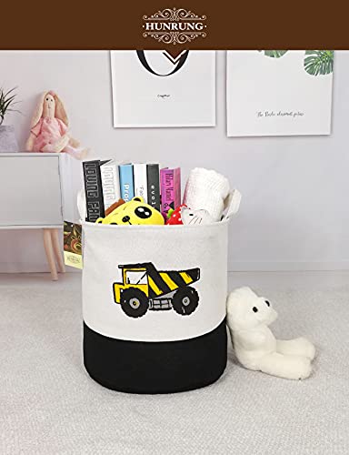 HUNRUNG Large Laundry Hamper,Cartoon Organizer Bin for Children Nursery,Toys,Laundry,Children Clothing,Gift Baskets(Engineering)