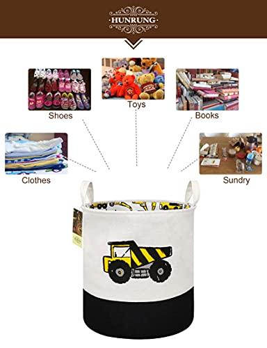 HUNRUNG Large Laundry Hamper,Cartoon Organizer Bin for Children Nursery,Toys,Laundry,Children Clothing,Gift Baskets(Engineering)
