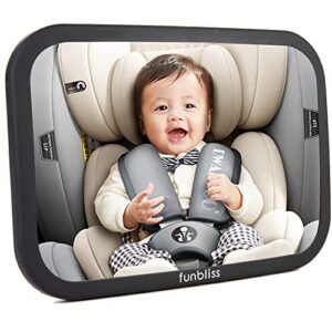 funbliss baby car mirror safely monitor infant child in rear facing seat,car seat，see children or pets backseat，best newborn seat accessories, shatterproof