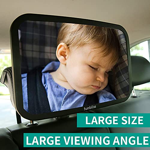 Funbliss Baby Car Mirror Safely Monitor Infant Child in Rear Facing Seat,Car Seat，See Children or Pets Backseat，Best Newborn Seat Accessories, Shatterproof