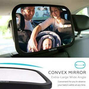 Funbliss Baby Car Mirror Safely Monitor Infant Child in Rear Facing Seat,Car Seat，See Children or Pets Backseat，Best Newborn Seat Accessories, Shatterproof