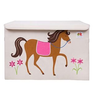 Wildkin Kids Fabric Toy Chest for Boys & Girls, Measures 24 X 15 X 14 Inches Toy Storage, Features Garterized Handle & Cardboard Insert, Toy Box Helps Kids Supplies Organized (Horses)