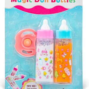 Exquisite Buggy My Sweet Baby Disappearing Magic Bottles - Includes 1 Milk, 1 Juice Bottle with Pacifier for Baby Doll (Colorful)