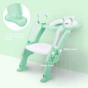 GrowthPic Potty Training Seat, Toddler Toilet Seat, Potty Chair with Splash Guard for Kids, Anti-skid, Soft Cushion, Potty Ladder, Green