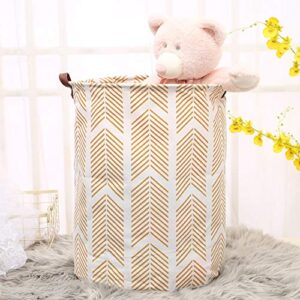 SuperiMan Gold Pattern Cotton Storage Basket with Leather Handles,Laundry Basket,Toys Organizer Basket 15.7"19.7" (Gold Arrow)