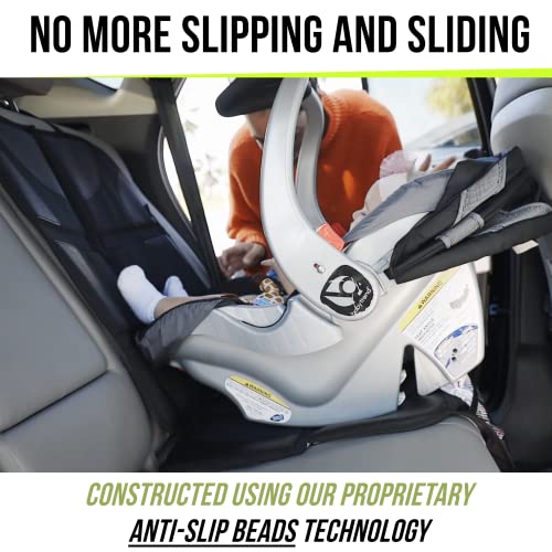 Sunferno Car Seat Protector - Water Resistant Non-Slip Thickest Padding - Child Car Seat Mat - Mesh Pockets - Compatible for All Infant Toddler Booster Seats - Car Seat Cover Pad for Dog & Pets