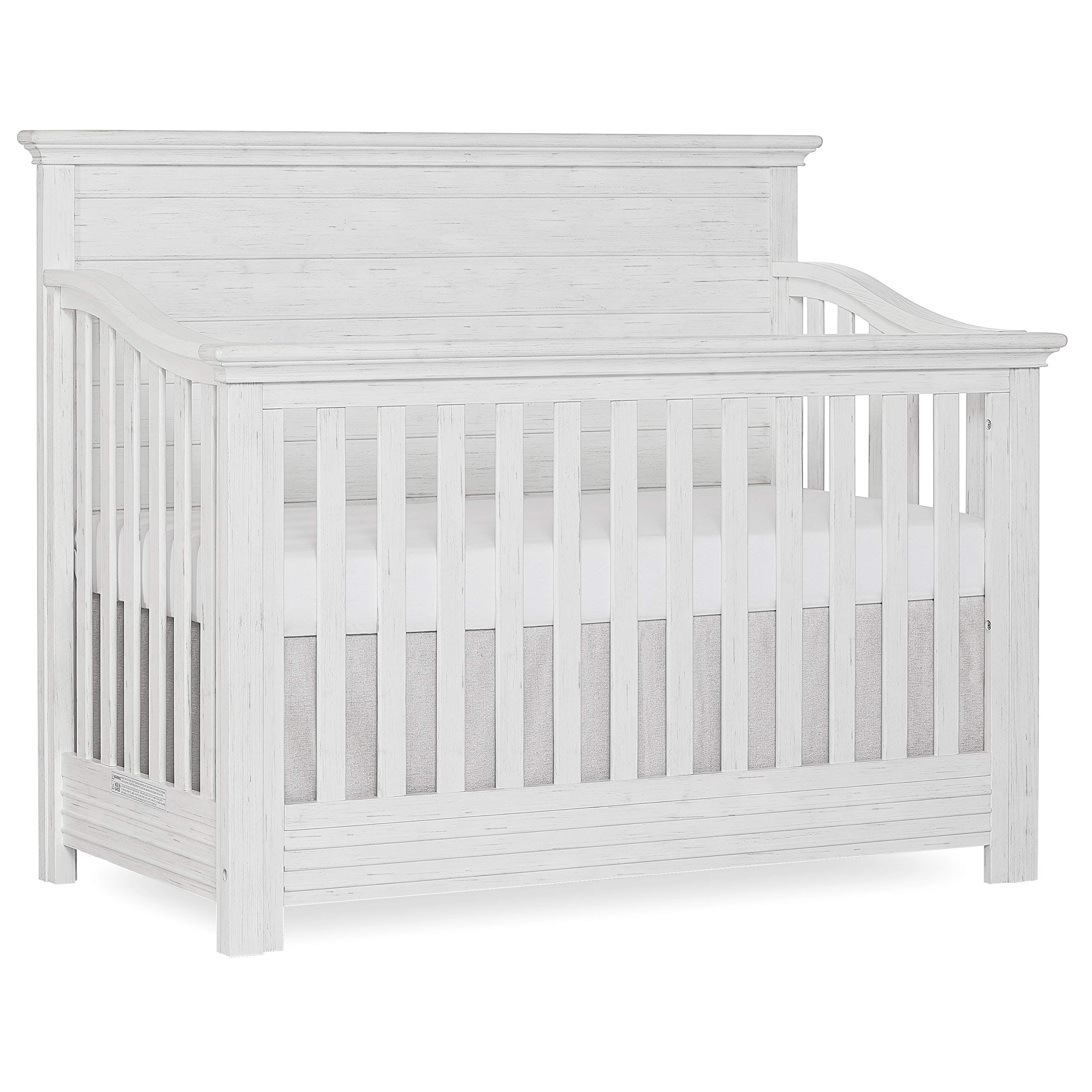 Evolur Waverly 5-in-1 Full Panel Convertible Crib in Weathered White, Greenguard Gold Certified 58.75x31.25x46.5 Inch (Pack of 1)