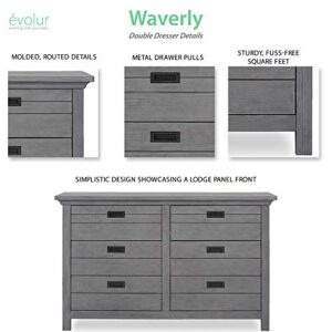 Evolur Waverly Double Dresser, Rustic Grey , 54x20.25x33 Inch (Pack of 1)