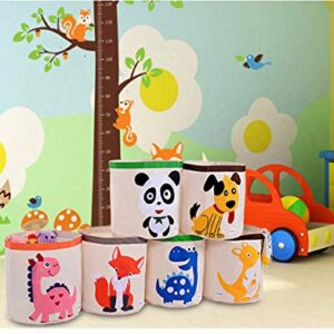 Collapsible Canvas Storage Basket or Bin Toy Organizer for Kids Playroom, Clothes, Children Books, Stuffed Animal (Pink Dinosaur)
