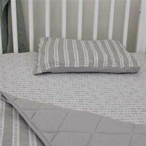 Ely's & Co. Baby Crib Bedding Sets for Boys and Girls — 4 Piece Set Includes Crib Sheet, Quilted Blanket, Crib Skirt and Baby Pillowcase — Grey Bamboo Design