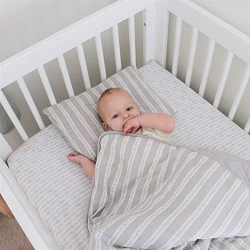 Ely's & Co. Baby Crib Bedding Sets for Boys and Girls — 4 Piece Set Includes Crib Sheet, Quilted Blanket, Crib Skirt and Baby Pillowcase — Grey Bamboo Design