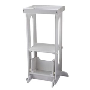 Little Partners® Explore 'N Store™ Learning Tower® Kids Adjustable Height Kitchen Step Stool for Toddlers or Any Little Helper (Soft White)