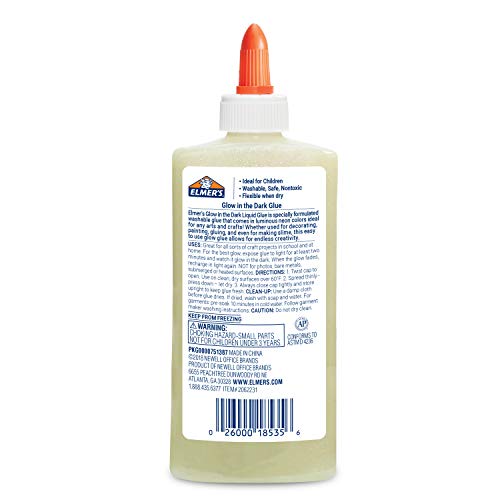 Elmer's Magical Liquid Slime Activator (8.75 fluid ounces) and Elmer's Glow in the Dark Liquid Glue, Great for Making Slime, Washable, Assorted Colors, 5 Ounces Each