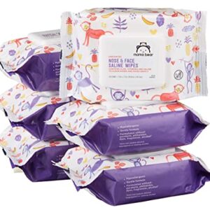 Amazon Brand - Mama Bear Saline Nose and Face Baby Wipes, Hypoallergenic, Unscented, 180 Count (6 Packs of 30)