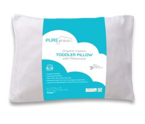puregrace organic cotton toddler pillow with pillowcase natural gots certified - sensitive skin friendly - 100% eucalyptus tencel