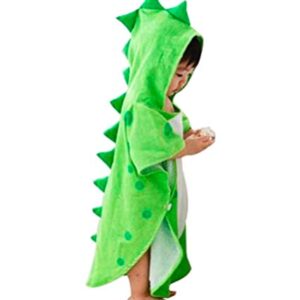 Maleroads Soft Cotton Baby Bath Towel Beach Towel Bathrobe for Kids 0-4 Years (Green Dinosaur, 21.545inch)