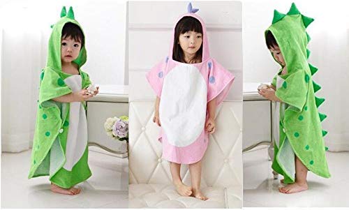 Maleroads Soft Cotton Baby Bath Towel Beach Towel Bathrobe for Kids 0-4 Years (Green Dinosaur, 21.545inch)