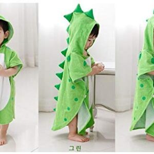 Maleroads Soft Cotton Baby Bath Towel Beach Towel Bathrobe for Kids 0-4 Years (Green Dinosaur, 21.545inch)