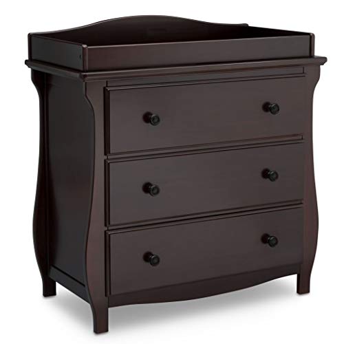 Delta Children Lancaster 3 Drawer Dresser with Changing Top, Greenguard Gold Certified, Dark Chocolate