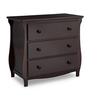 Delta Children Lancaster 3 Drawer Dresser with Changing Top, Greenguard Gold Certified, Dark Chocolate