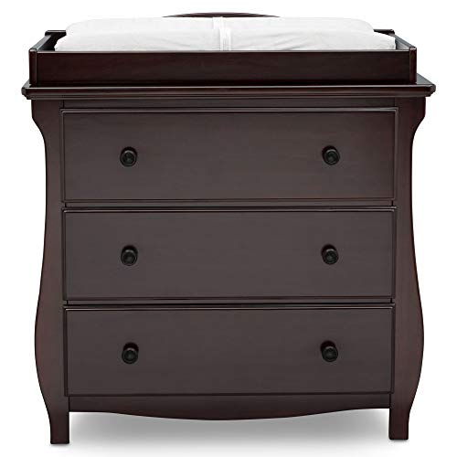 Delta Children Lancaster 3 Drawer Dresser with Changing Top, Greenguard Gold Certified, Dark Chocolate