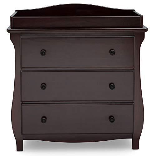 Delta Children Lancaster 3 Drawer Dresser with Changing Top, Greenguard Gold Certified, Dark Chocolate