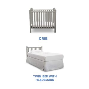 Delta Children Emery Mini Convertible Baby Crib with 2.75-inch Mattress, Grey