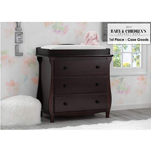 Delta Children Lancaster 3 Drawer Dresser with Changing Top, Greenguard Gold Certified, Dark Chocolate