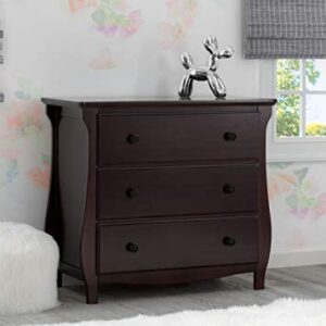 Delta Children Lancaster 3 Drawer Dresser with Changing Top, Greenguard Gold Certified, Dark Chocolate