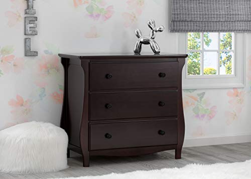 Delta Children Lancaster 3 Drawer Dresser with Changing Top, Greenguard Gold Certified, Dark Chocolate