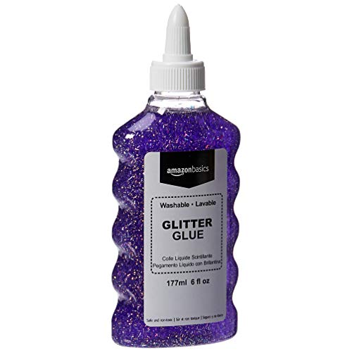 Amazon Basics Liquid Washable Glitter Glue, Assorted Colors (Purple/Pink/Red/Blue), 6 oz. Each, 4-Count