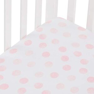 andi mae crib sheet - watercolor pink dots - 100% jersey cotton - fits standard crib or toddler mattresses