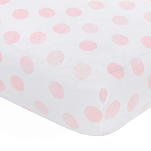 Andi Mae Crib Sheet - Watercolor Pink Dots - 100% Jersey Cotton - Fits Standard Crib or Toddler Mattresses