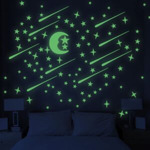 216 pcs glow in dark stars and moon, glowing stars stickers for ceiling and wall decals, perfect for kids bedding room or party birthday gift
