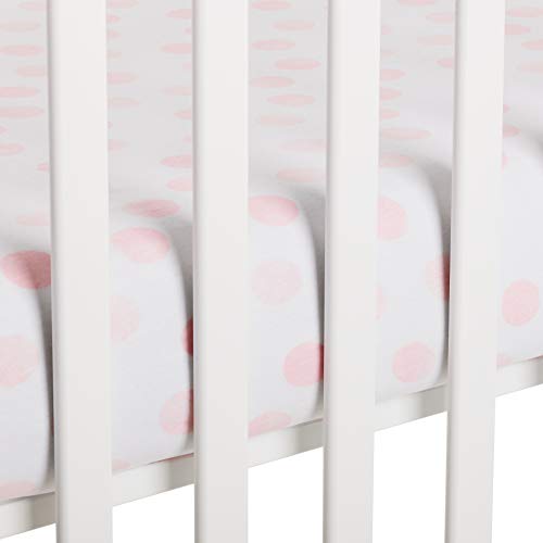 Andi Mae Crib Sheet - Watercolor Pink Dots - 100% Jersey Cotton - Fits Standard Crib or Toddler Mattresses