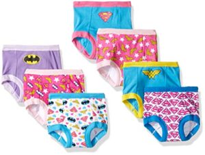 dc comics 3pk, 7pk and 10pk potty training pants with superman, batman, wonder woman and more with stickers sizes 2t, 3t, and 4t